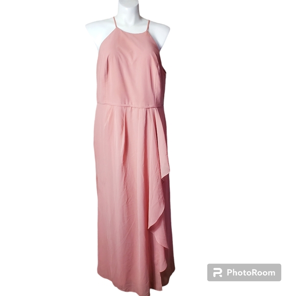 Celebrate DB Studio High Neck Chiffon Bridesmaid Dress With Cascade Size 22 Reg